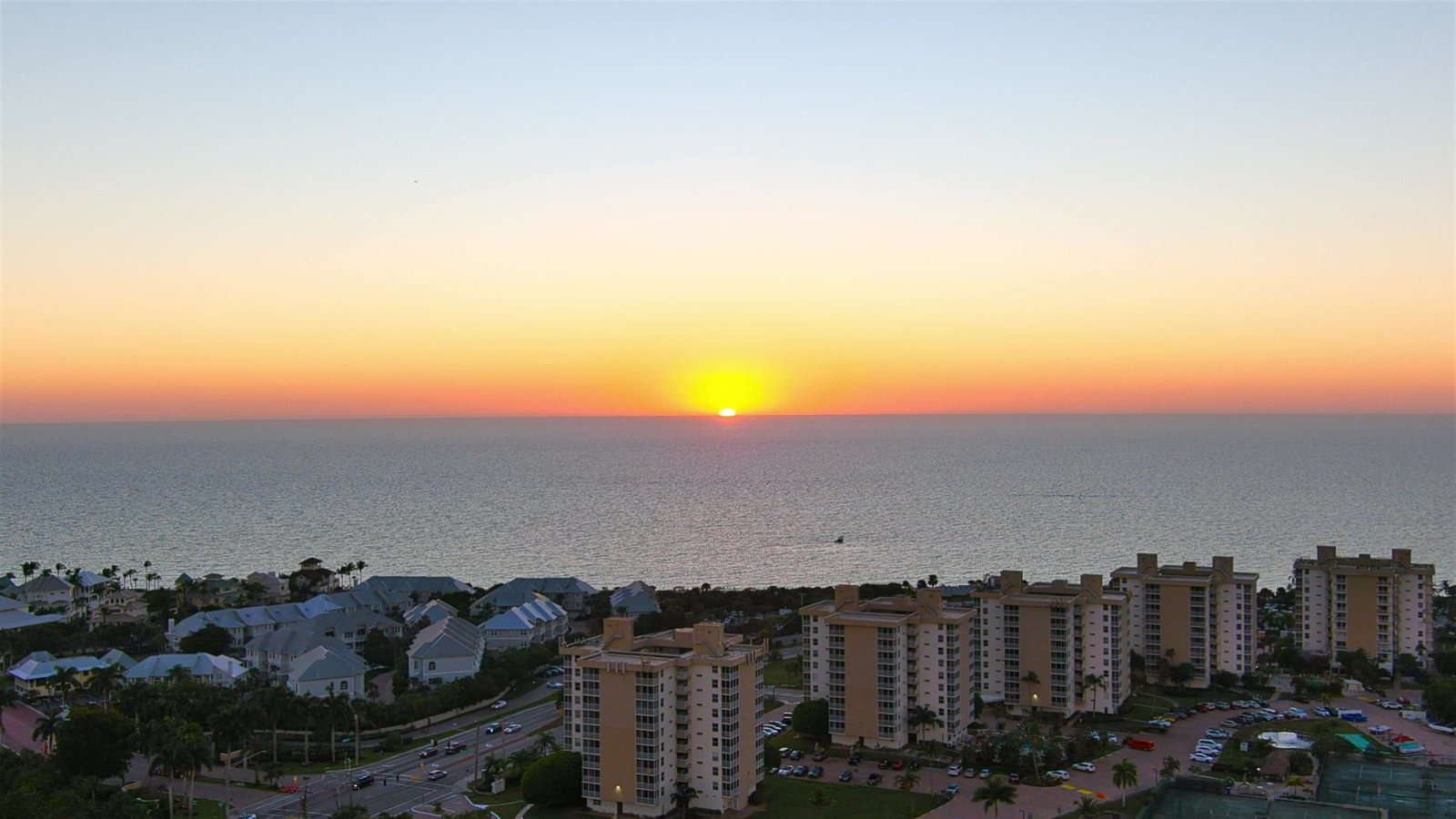 Sunset over the Gulf and Southwest Florida coastline