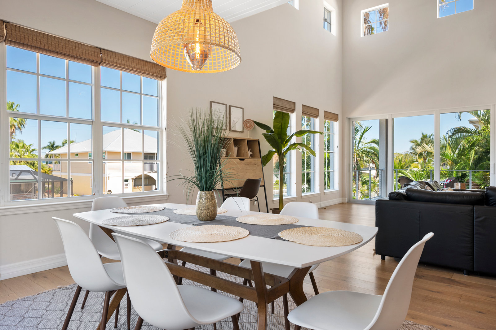 Natural light across the dining room