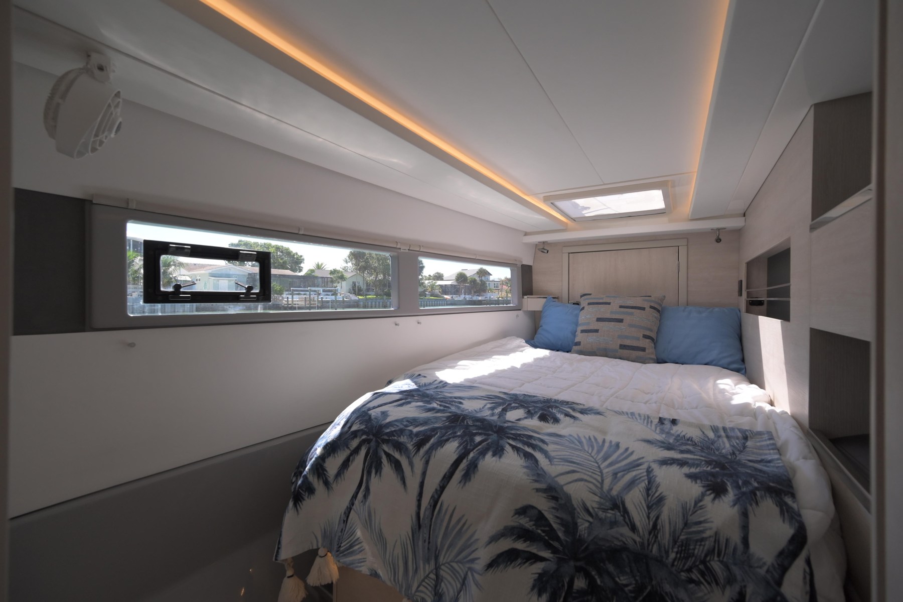 Cabin aboard a Leopard 45 catamaran
