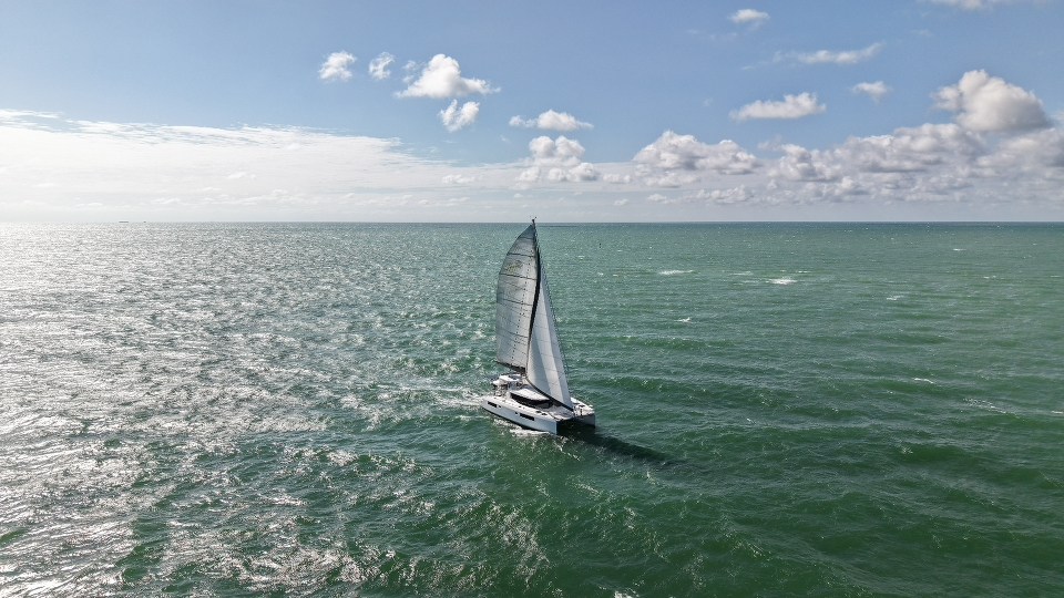 Leopard 45 sailing on open water, photographed for a Keen Eye project