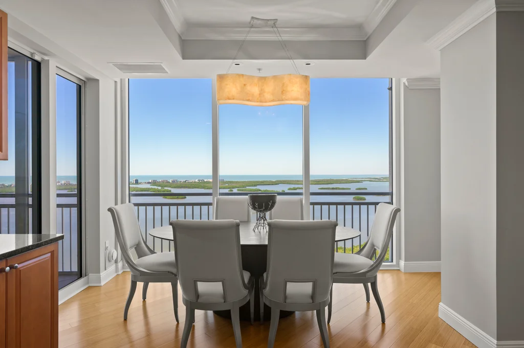 Dining space overlooking the water